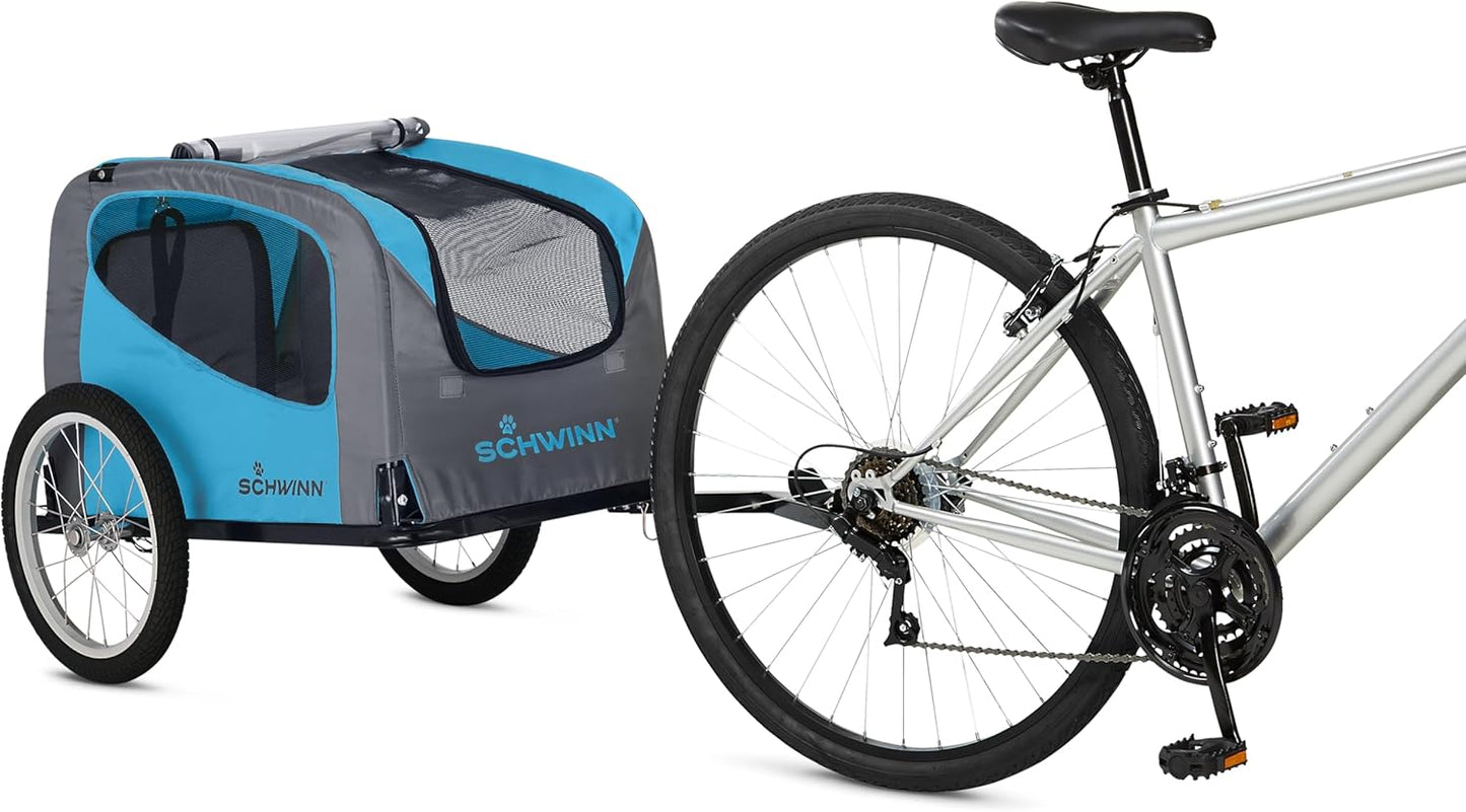 Rascal Bike Dog Trailer, Carrier for Small and Large Pets, Easy Folding Cart Frame, Quick Release Wheel, Universal Bicycle Coupler, Washable Non-Slip Lining