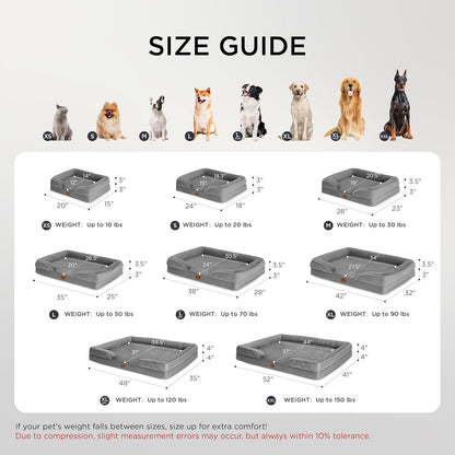 Orthopedic Dog Bed Medium Size Dogs - Washable Medium Dog Cat Bed Waterproof, Comfort Pet Couch Sofa with Washable Removable Cover, Pets Bed with Nonskid Bottom, Grey, 28"