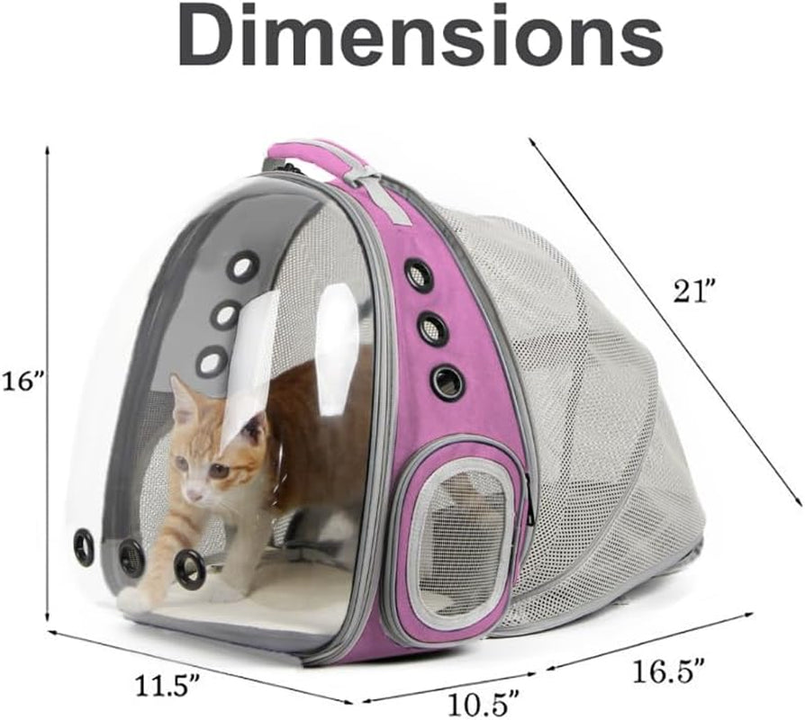 Back Expandable Cat Backpack Carrier, Fit up to 12 Lbs, Space Capsule Bubble Window Pet Carrier Backpack for Cat and Small Puppy