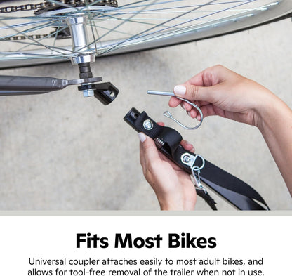 Rascal Bike Dog Trailer, Carrier for Small and Large Pets, Easy Folding Cart Frame, Quick Release Wheel, Universal Bicycle Coupler, Washable Non-Slip Lining