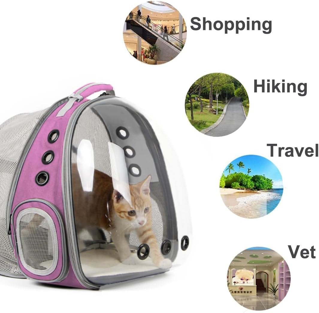 Back Expandable Cat Backpack Carrier, Fit up to 12 Lbs, Space Capsule Bubble Window Pet Carrier Backpack for Cat and Small Puppy