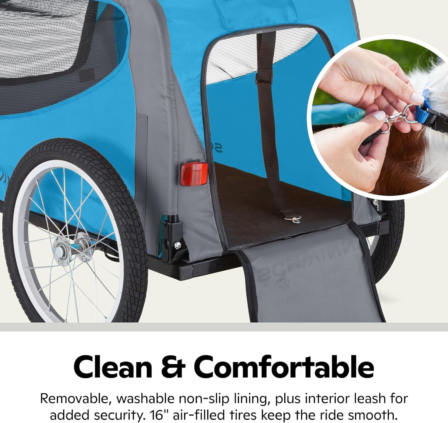 Rascal Bike Dog Trailer, Carrier for Small and Large Pets, Easy Folding Cart Frame, Quick Release Wheel, Universal Bicycle Coupler, Washable Non-Slip Lining