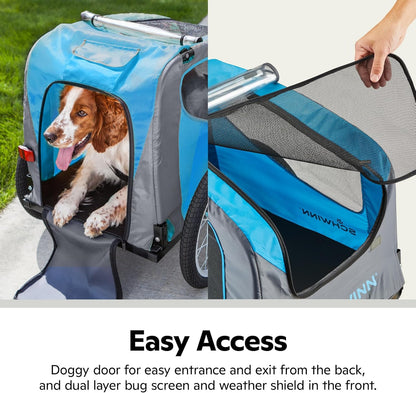 Rascal Bike Dog Trailer, Carrier for Small and Large Pets, Easy Folding Cart Frame, Quick Release Wheel, Universal Bicycle Coupler, Washable Non-Slip Lining