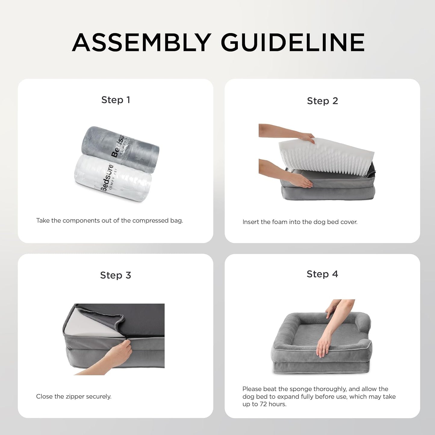 Orthopedic Dog Bed Medium Size Dogs - Washable Medium Dog Cat Bed Waterproof, Comfort Pet Couch Sofa with Washable Removable Cover, Pets Bed with Nonskid Bottom, Grey, 28"