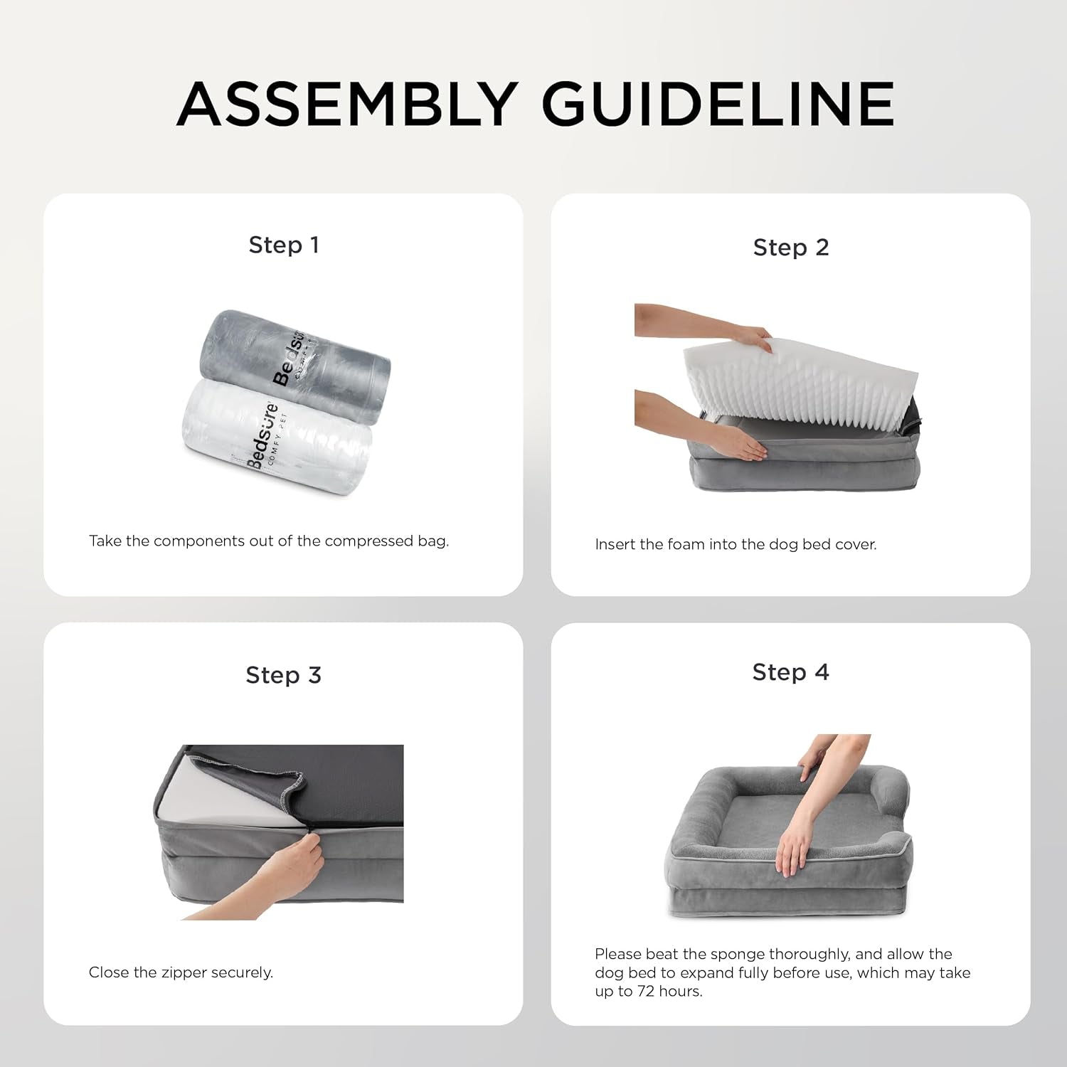 Orthopedic Dog Bed Medium Size Dogs - Washable Medium Dog Cat Bed Waterproof, Comfort Pet Couch Sofa with Washable Removable Cover, Pets Bed with Nonskid Bottom, Grey, 28"