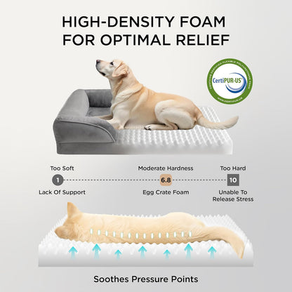 Orthopedic Dog Bed Medium Size Dogs - Washable Medium Dog Cat Bed Waterproof, Comfort Pet Couch Sofa with Washable Removable Cover, Pets Bed with Nonskid Bottom, Grey, 28"