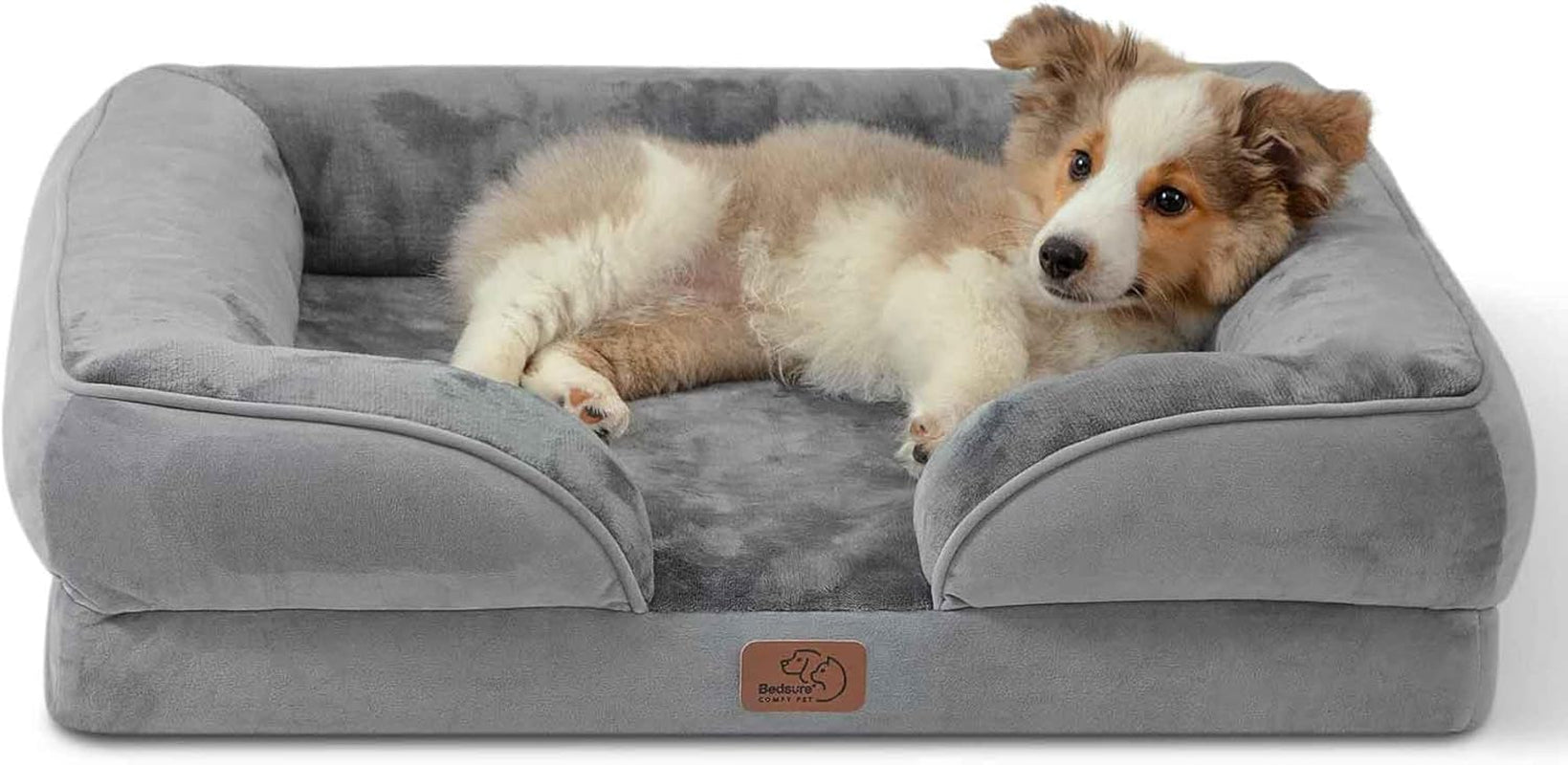 Orthopedic Dog Bed Medium Size Dogs - Washable Medium Dog Cat Bed Waterproof, Comfort Pet Couch Sofa with Washable Removable Cover, Pets Bed with Nonskid Bottom, Grey, 28"